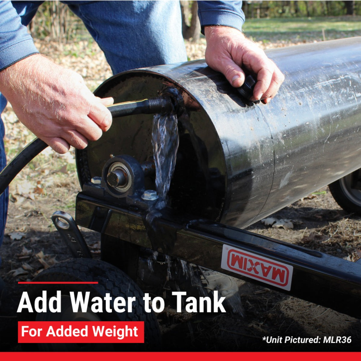 Maxim 48 in. Tow-Behind Lawn Roller, Pin Hitch, Water-Fillable Drum