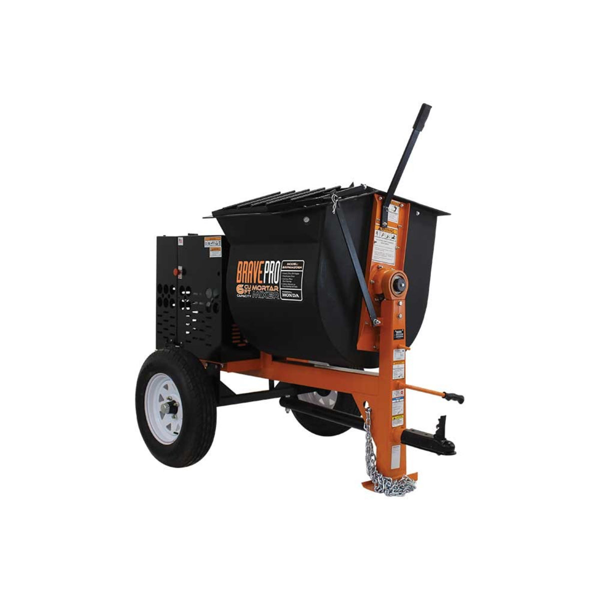 BravePro Mortar Mixer — 6 Cu. Ft. Poly Drum, Honda GX240