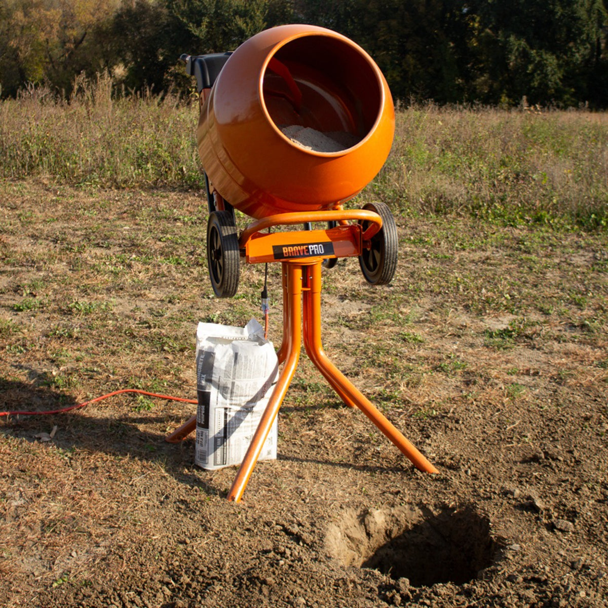 BravePro MIXZR Direct Drive Cement Mixer — 5.5 Cu. Ft. Steel Drum, GPE211005