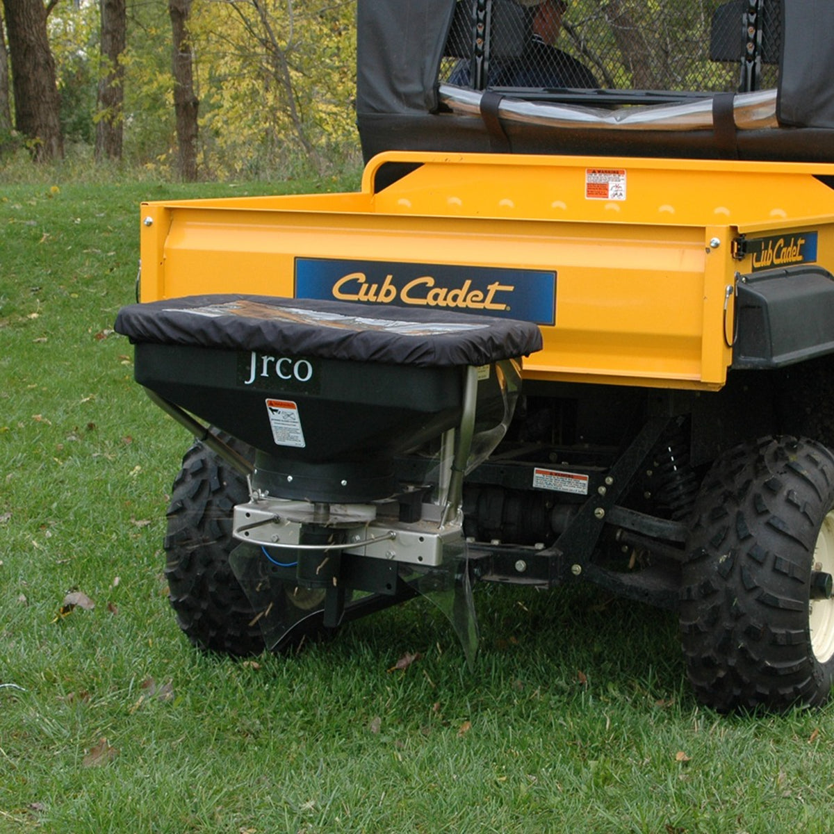 JRCO Broadcast Spreader — Hitch Mount, Cable Control, Brushless Motor