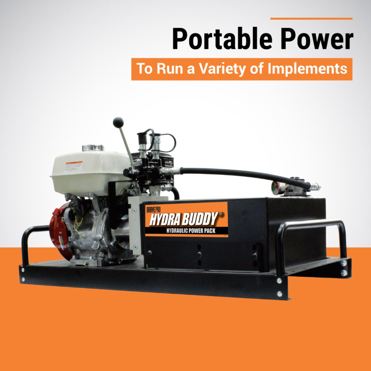 BravePro Hydra Buddy Hydraulic Power Pack — 2,000 PSI, 7 GPM, Honda GX390 Recoil Start