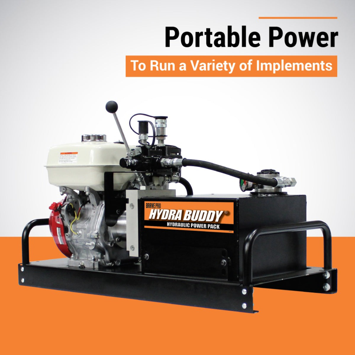 BravePro Hydra Buddy Hydraulic Power Pack — 2,000 PSI, 5.5 GPM, Honda GX270 Recoil Start