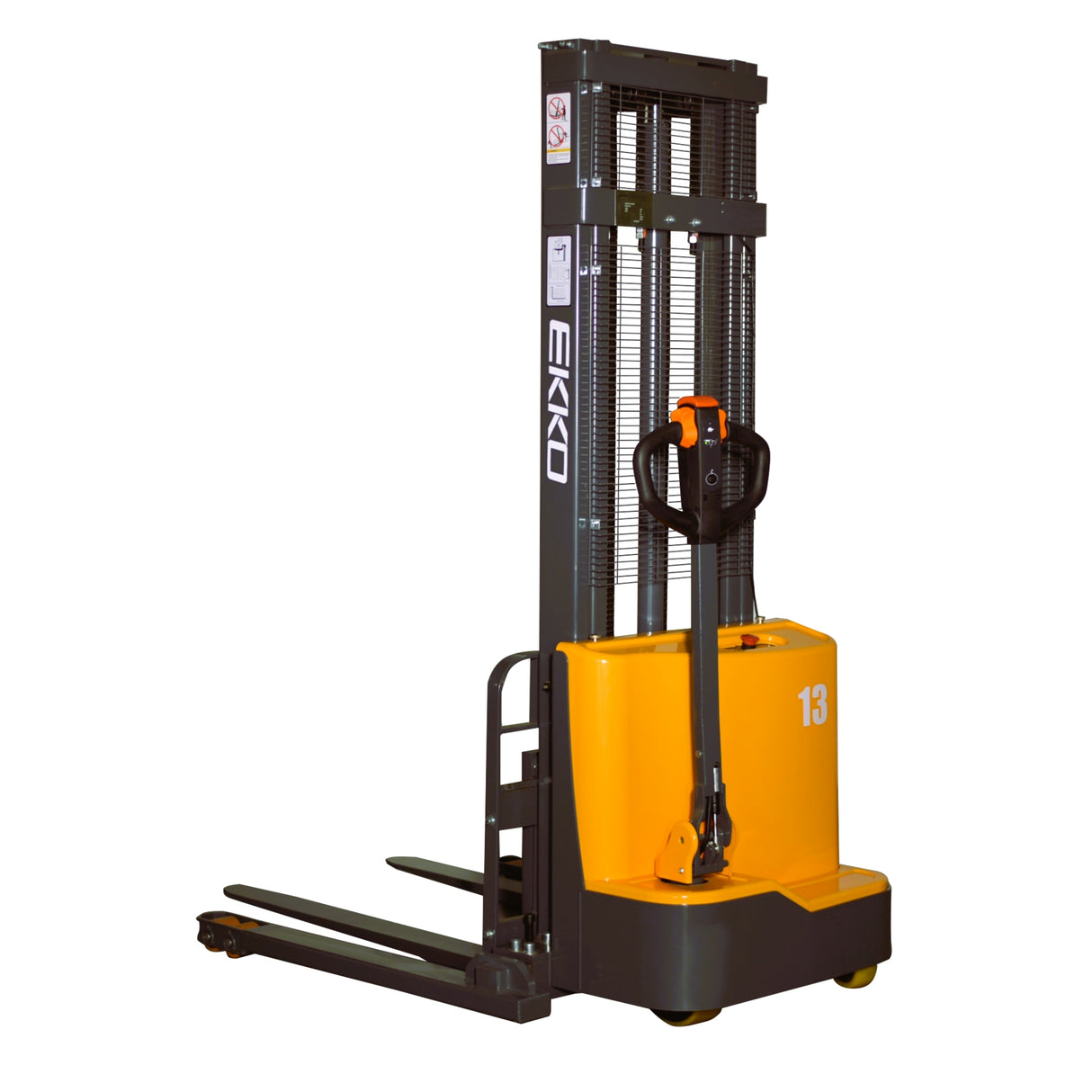 EKKO EB13C-118 2800 lbs Capacity 118" Height Full Powered Straddle Stacker