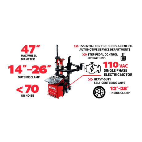 Katool KT-T850 14"-28" Rims Tilt-Back Tire Changer