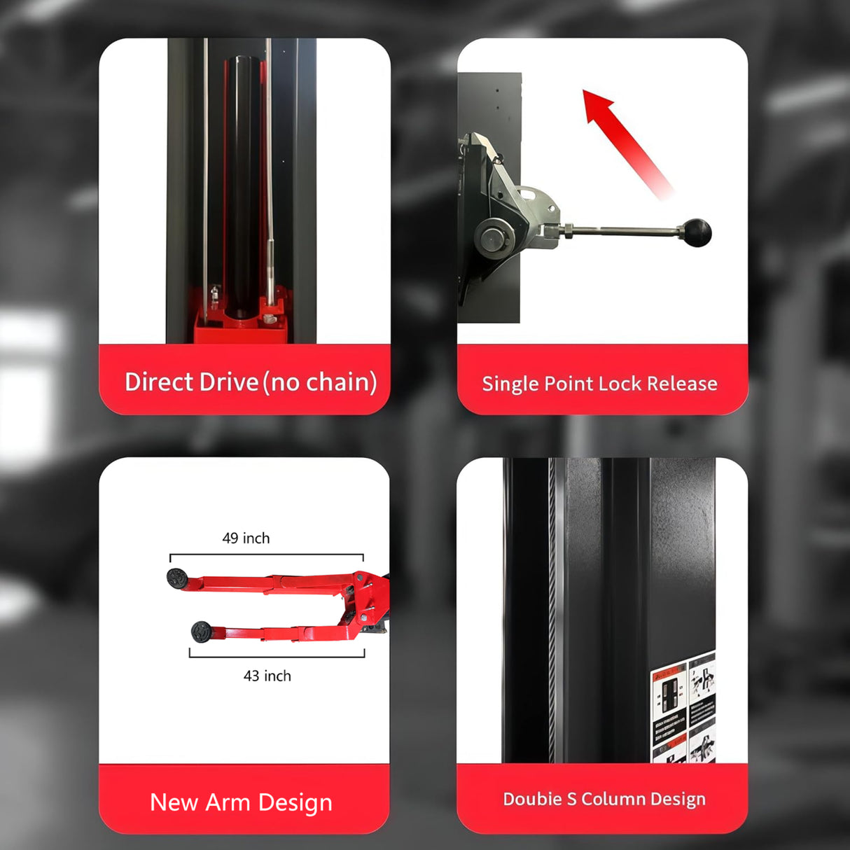 Katool KT-AS110D 11000 lbs Single Point Lock Release Two Post Asymmetrical Arm Car Lift
