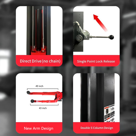 Katool KT-AS110D 11000 lbs Single Point Lock Release Two Post Asymmetrical Arm Car Lift
