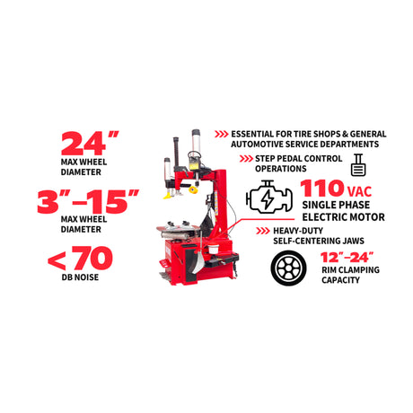 Katool KT-T830 12"-24" Rims Light Duty Assist Arm Tire Changer
