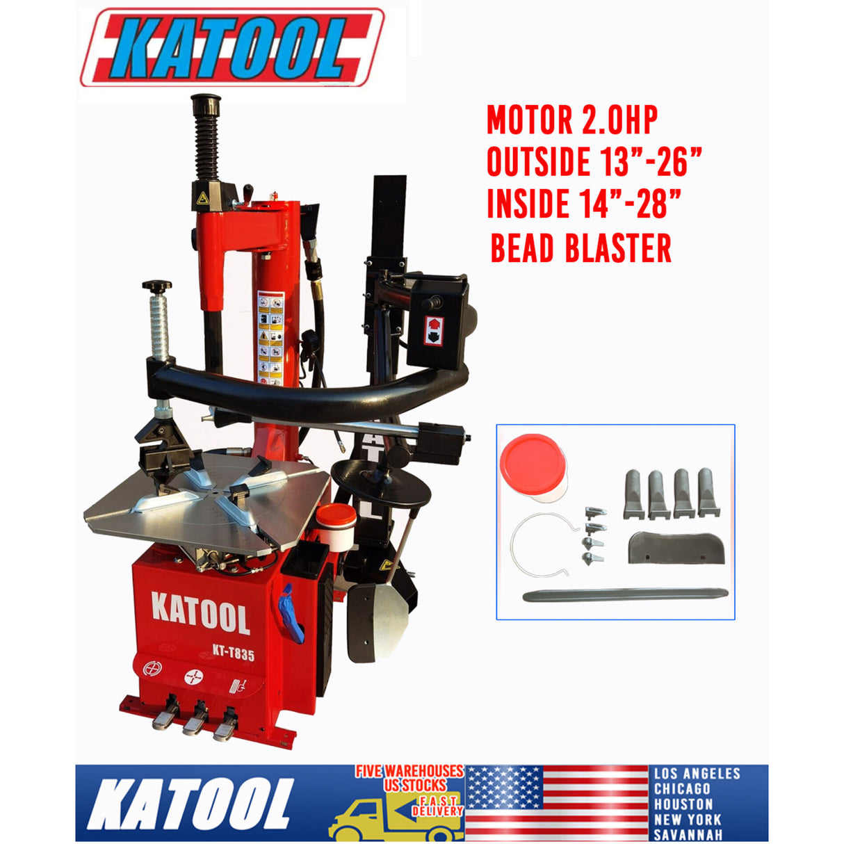 Katool KT-T835 12"-28" Rims Single Assist Arm Tire Machine