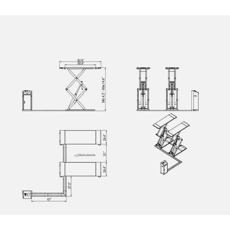 Katool KT-X95 8000 lbs Full Rise Scissor Lift