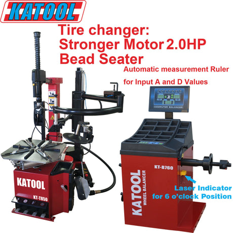 Katool KT-T850 Tire Changer & KT-B760 Wheel Balancer Combo