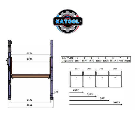 Katool KT-P2700 6600 lbs Two Post Car Lift