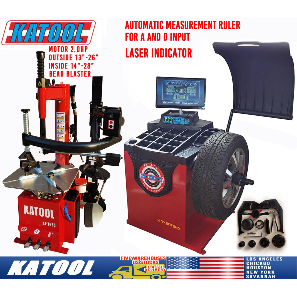 Katool KT-T835 Tire Changer & KT-B750 Wheel Balancer Combo