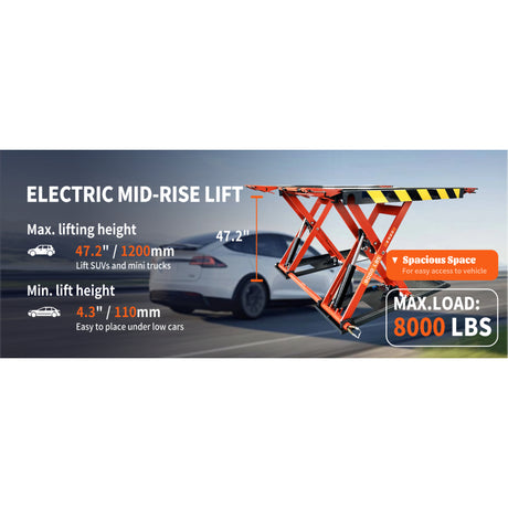 Katool KT-X90E 8000 lbs Electric Mid Rise Scissor Lift