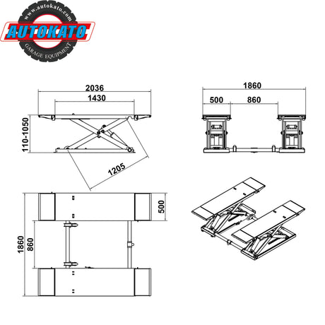 Katool KT-X85 8000 lbs Electric Mid Rise Scissor Lift
