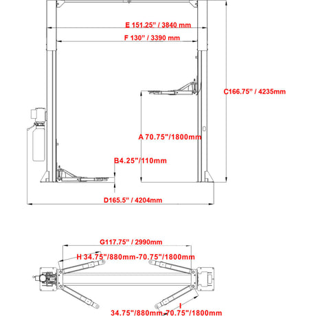 Katool KT-M120 12000 lbs Two Post Car Lift