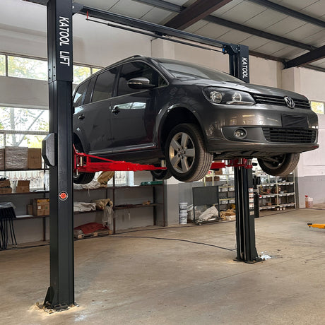 Katool KT-AS110D 11000 lbs Single Point Lock Release Two Post Asymmetrical Arm Car Lift