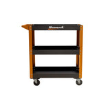 Homak 30" 3-Tier Service Cart — 19-Gauge Steel, 400+ lb Capacity, Orange/Black