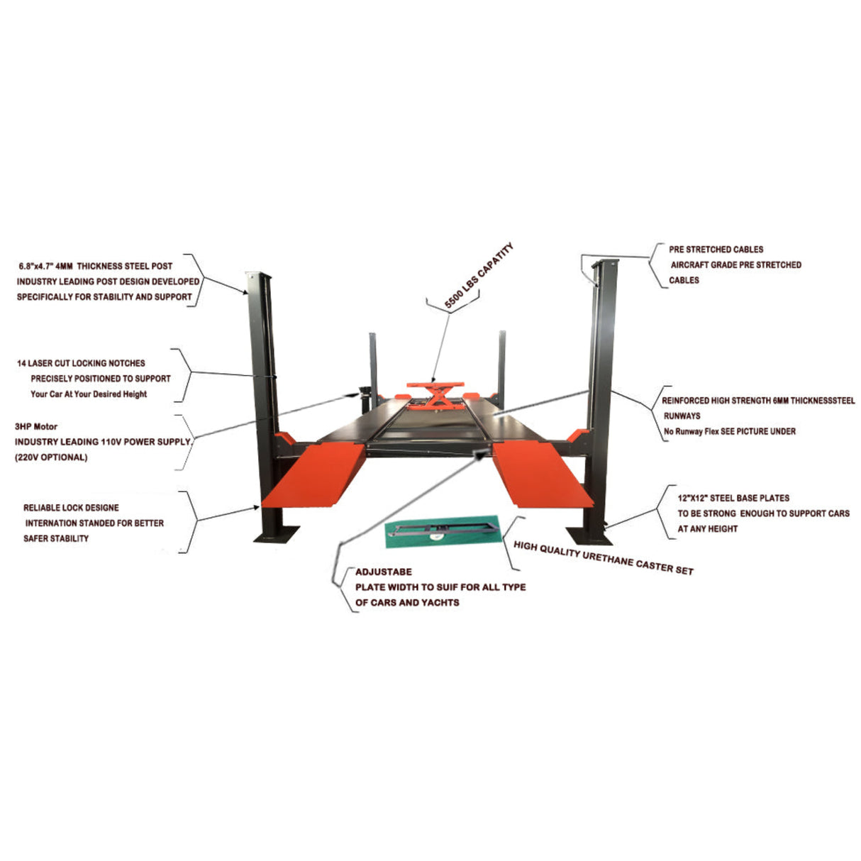 Katool KT-4H110 11000 lbs Four Post Car Lift
