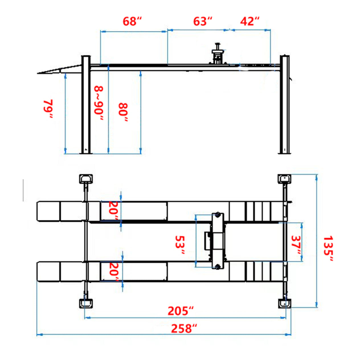 Katool KT-4H120X 12000 lbs Heavy Duty Four Post Car Lift