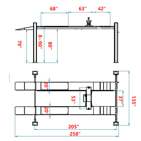 Katool KT-4H120X 12000 lbs Heavy Duty Four Post Car Lift