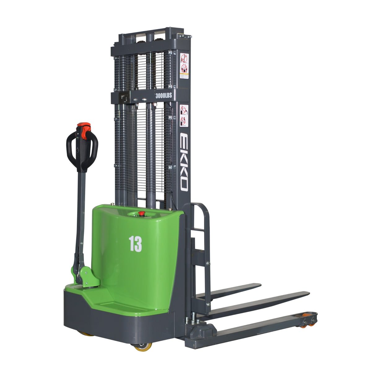 EKKO EB13C-138Li 2,800 lbs Capacity138" Height Lithium Straddle Stacker