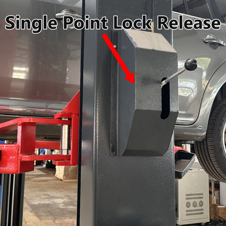 Katool KT-AS110D 11000 lbs Single Point Lock Release Two Post Asymmetrical Arm Car Lift