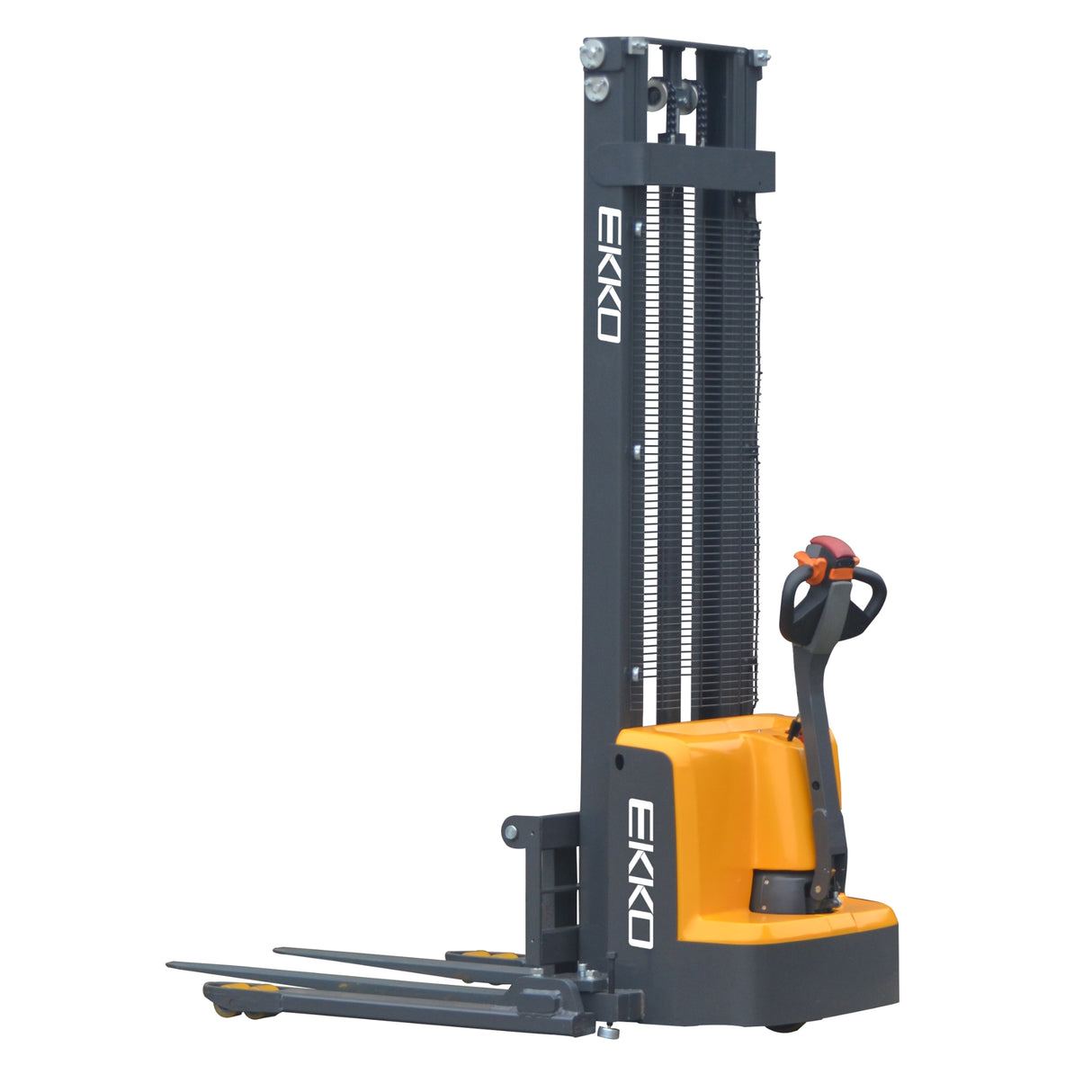 EKKO EB13E 2,800 lbs Capacity 119" Height Full Powered Straddle Stacker