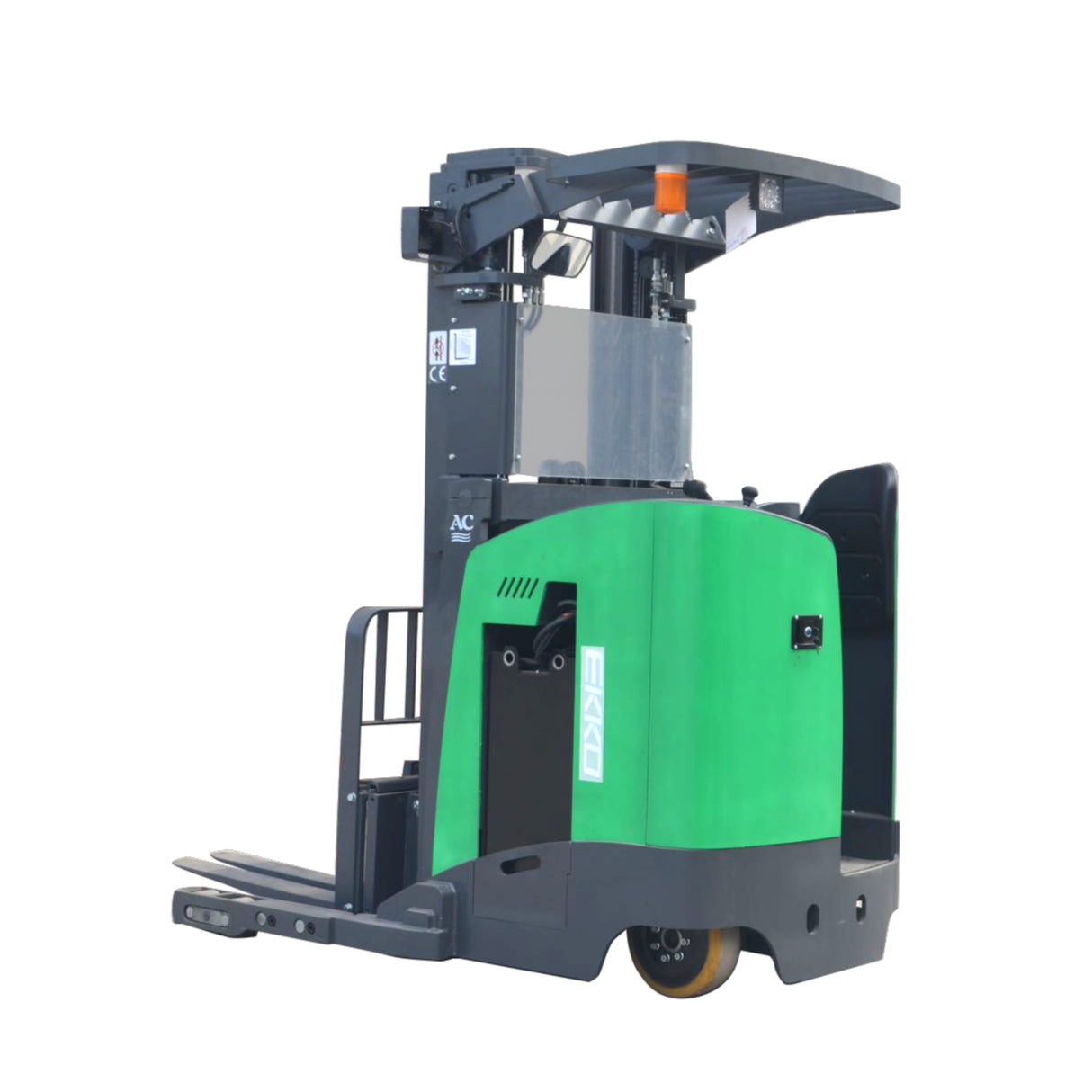 EKKO EK18RR-196Li 4,000 lbs Capacity 196" Lift Height Stand-Up NA Reach Truck