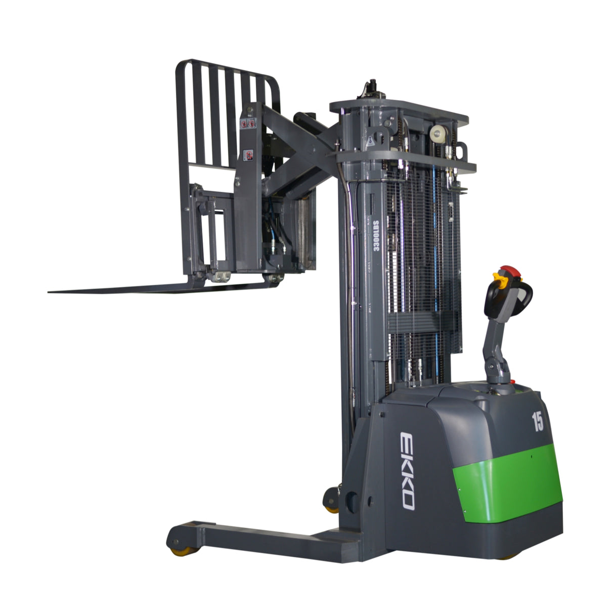 EKKO ER15-138Li 3,300 lbs Capacity 138" Height Side Shift Lithium Walkie Reach Truck