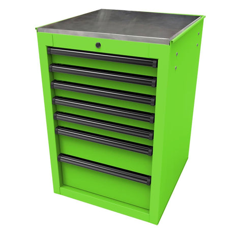Homak RS Pro 22" 7-Drawer Side Cabinet — 24" Depth, Stainless Top, 100 lb Slides