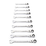 GearWrench 86758 10-Pc 90-Tooth 12-Point Flex Head Ratcheting Wrench Set — SAE