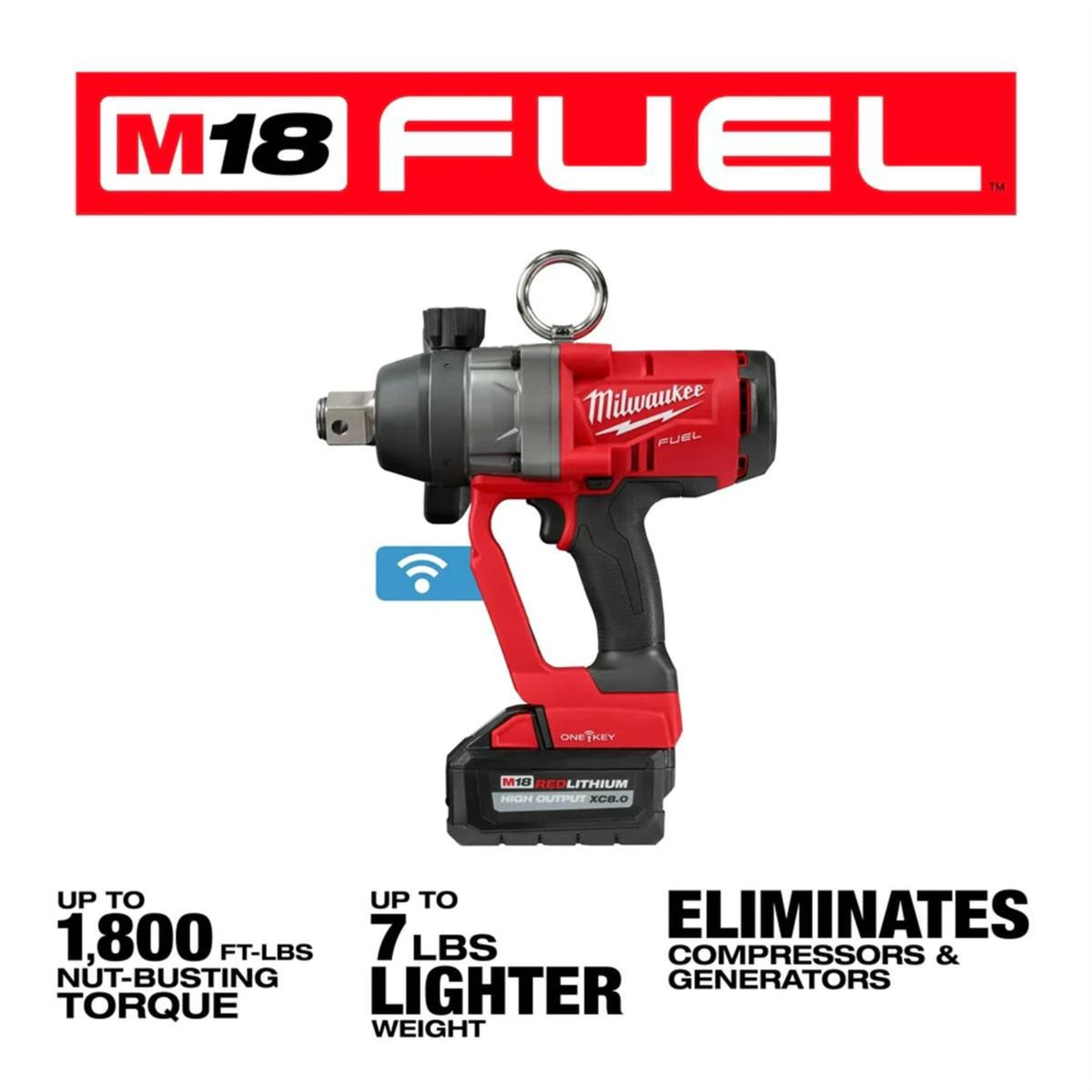 Milwaukee M18 FUEL 1inch High Torque Impact Wrench with ONE-KEY Kit