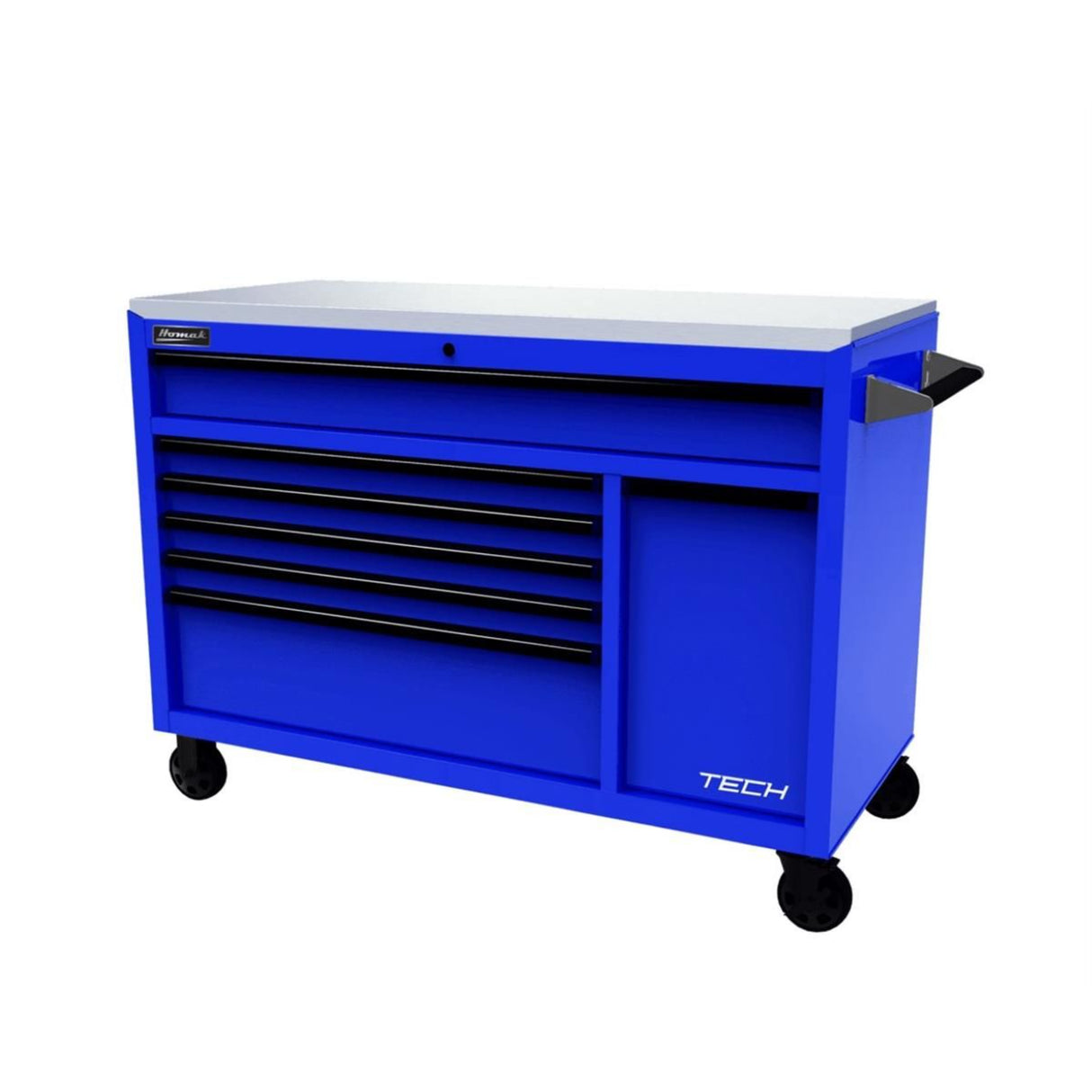 Homak 54" TECH 7-Drawer Rolling Workstation — Power Tool Drawer, Stainless Top, 520 lb Casters
