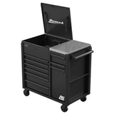 Homak 44" RS Pro 9-Drawer Flip-Top Power Service Cart — Stainless Worksurface, 4 Outlets + 2 USB