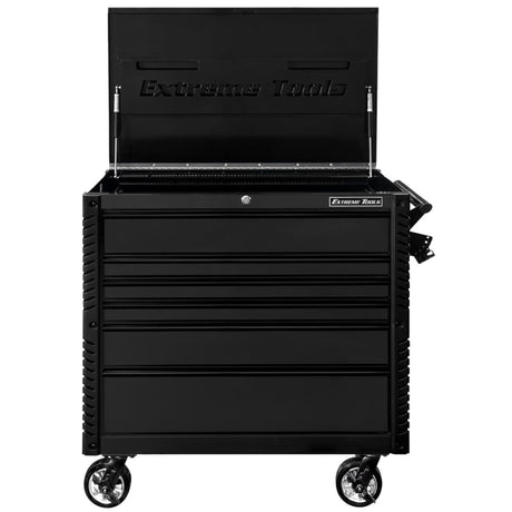 Extreme Tools 41in 6-Drawer Flip Top Deluxe Tool Cart with Bumpers, Matte Black