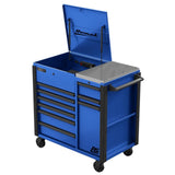 Homak 44" RS Pro 9-Drawer Flip-Top Power Service Cart — Stainless Worksurface, 4 Outlets + 2 USB