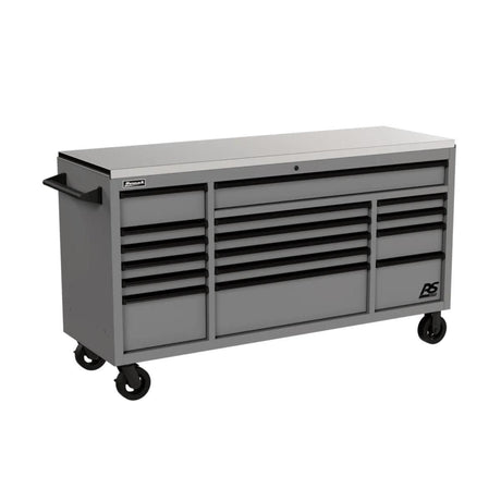Homak RS Pro 72" Roller Cabinet — 16 Drawer, Stainless Steel Top