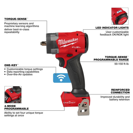 Milwaukee M18 FUEL 3/8 in Controlled Torque Compact Impact Wrench (Bare Tool) with TORQUE-SENSE