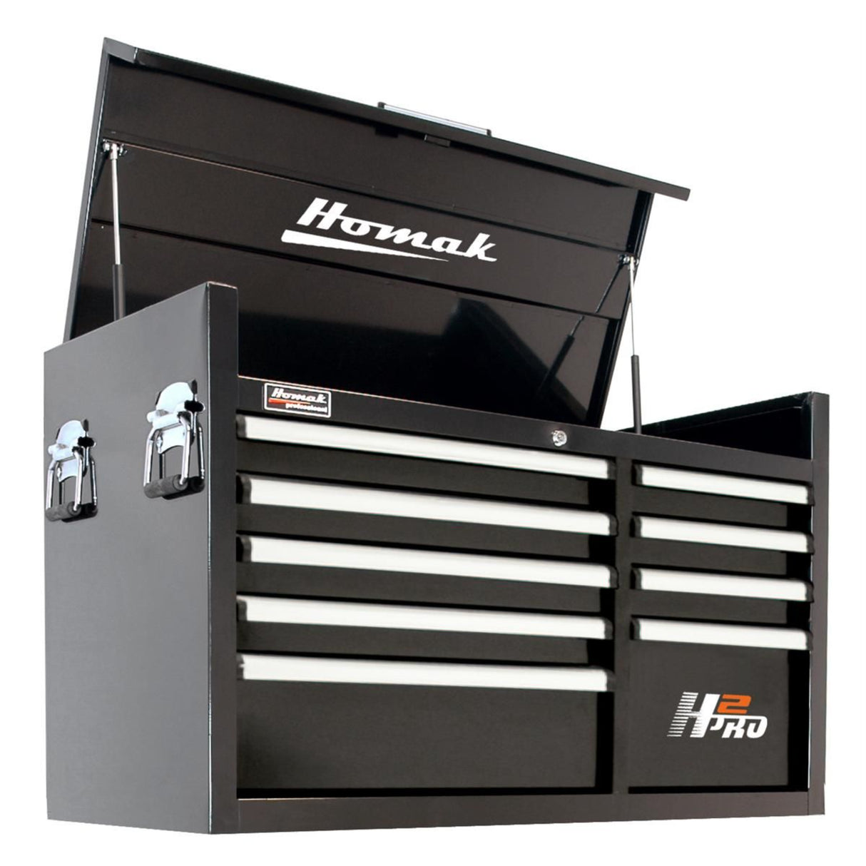 Homak H2Pro 41" 8-Drawer Top Chest — 460mm Ball-Bearing Slides, Gas Struts, EVA Liners
