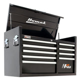 Homak H2Pro 41" 8-Drawer Top Chest — 460mm Ball-Bearing Slides, Gas Struts, EVA Liners