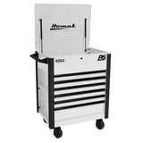 Homak 35" Pro Series 7-Drawer Flip-Top Service Cart — 100 lb Slides, Lockable Lid, Slotted Sides