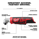 Milwaukee M12 1/4 in. Hex Right Angle Impact Driver (Bare Tool)