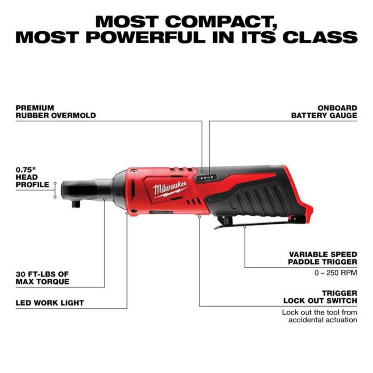 Milwaukee M12 Cordless 1/4 In. Ratchet (Bare Tool)