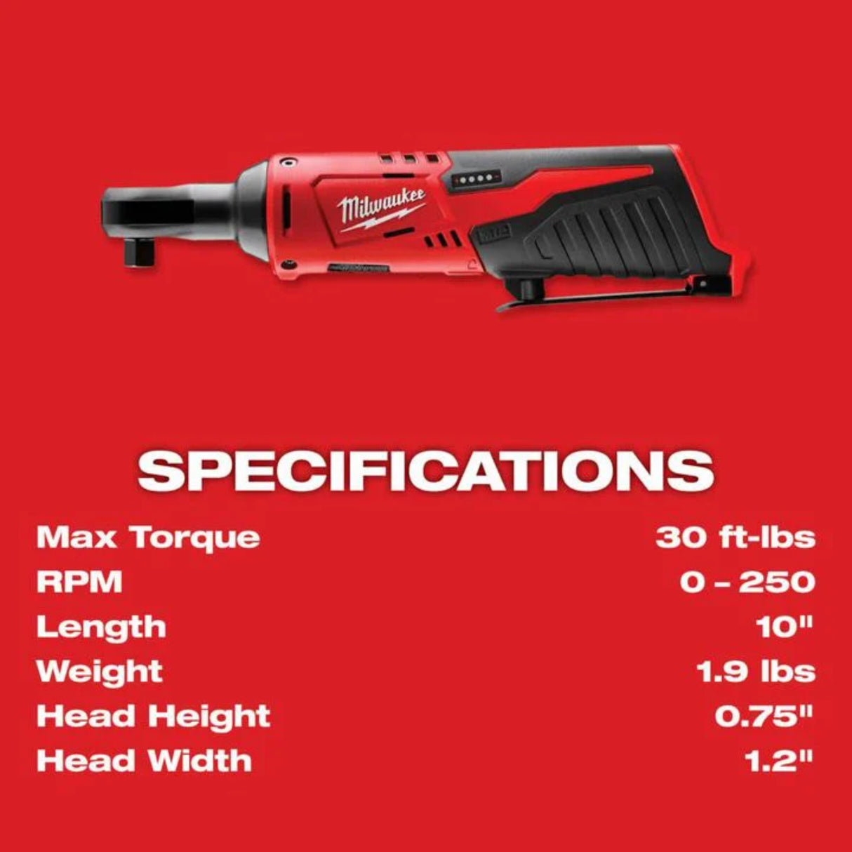 Milwaukee M12 Cordless 3/8 In. Ratchet (Bare Tool)