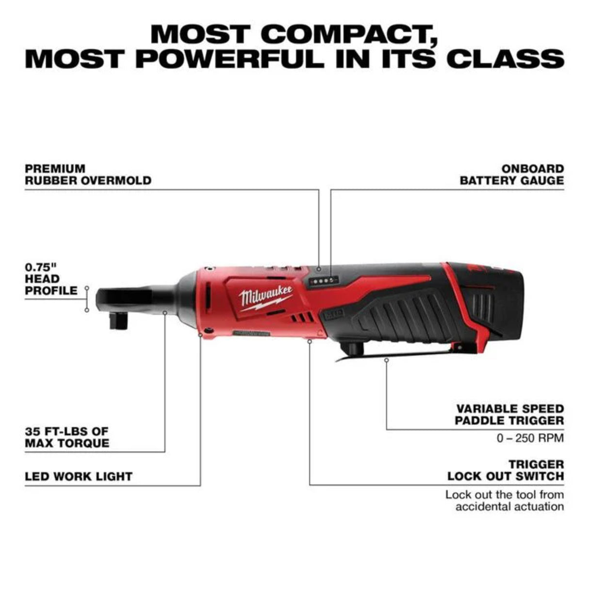 Milwaukee M12 Cordless 3/8 in. Ratchet Kit