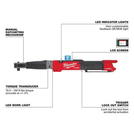 Milwaukee M12 FUEL 1/2inch Digital Torque Wrench with ONE-KEY (Bare Tool)