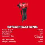 Milwaukee M12 FUEL 1/4 Inch Right Angle Die Grinder (Bare Tool)