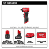 Milwaukee M12 FUEL 1/4 Inch Right Angle Die Grinder Kit