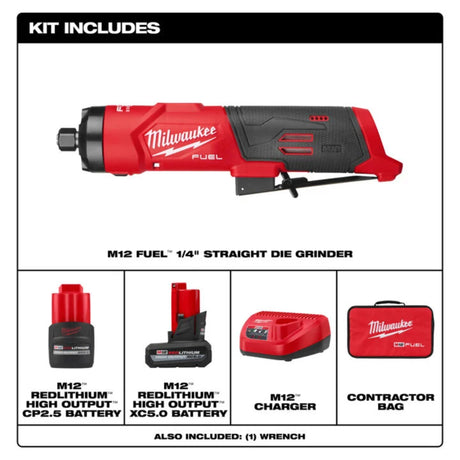 Milwaukee M12 FUEL 1/4 Inch Straight Die Grinder Kit