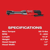 Milwaukee M12 FUEL 3/8 in. Extended Reach Ratchet (Bare Tool)